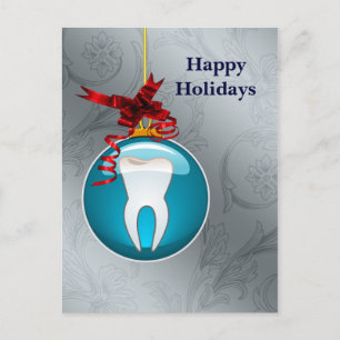 Pour Fêtes Annuelles Cartes de vacances de dentiste bleu argenté