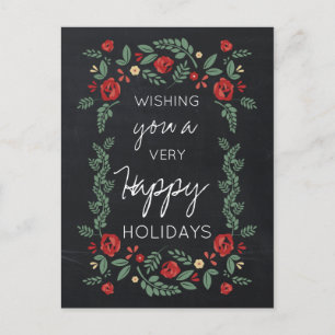Pour Fêtes Annuelles cartes de vacances de jardin floral tableau noir