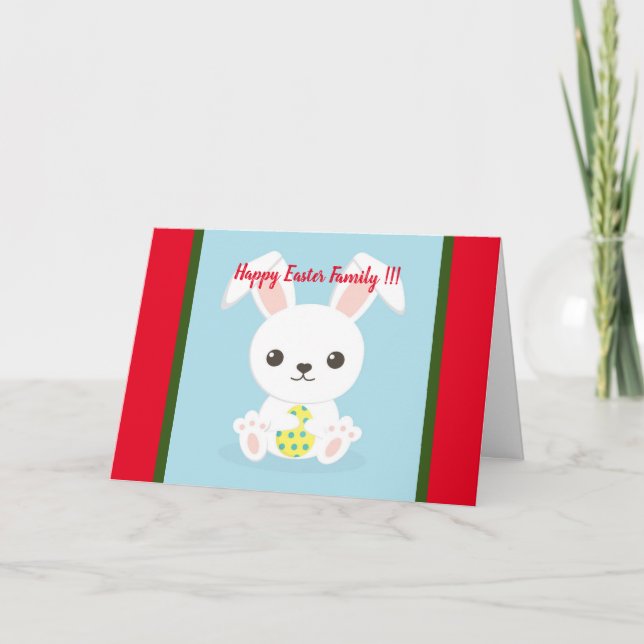 Pour Fêtes Annuelles Cartes de vacances de Pâques Joyeuses Lapin Floral (Devant)