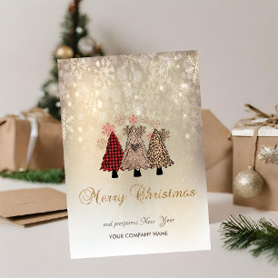 Pour Fêtes Annuelles Cartes de vacances en or avec des pins et des floc
