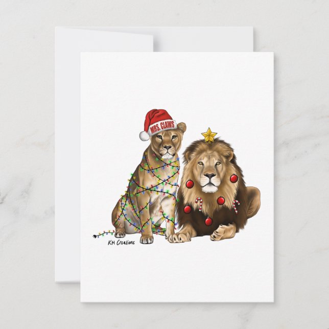 Pour Fêtes Annuelles Cartes de vacances - Lions (Devant)