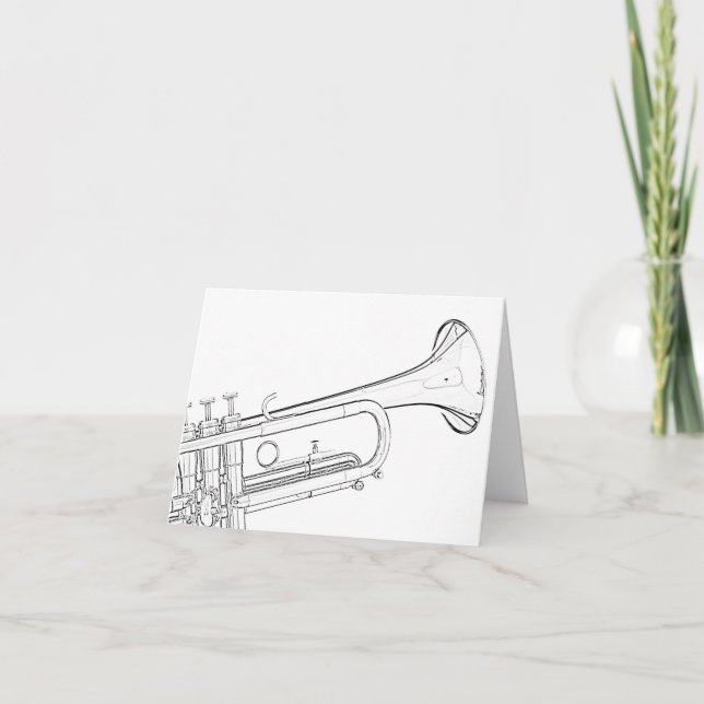 Pour Fêtes Annuelles Cartes de voeux de dessin de trompette (Devant)