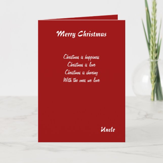 Pour Fêtes Annuelles Cartes de voeux de Noël de l'oncle (Devant)