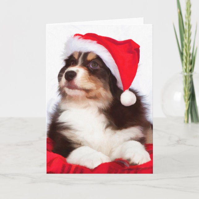 Pour Fêtes Annuelles Cartes de voeux de Noël de Shepherd Puppy (Devant)