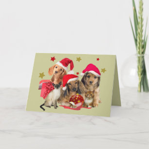 Pour Fêtes Annuelles Cartes de voeux de patte de Père Noël de teckel