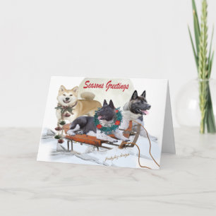 Pour Fêtes Annuelles Cartes de voeux de saison d'Akita