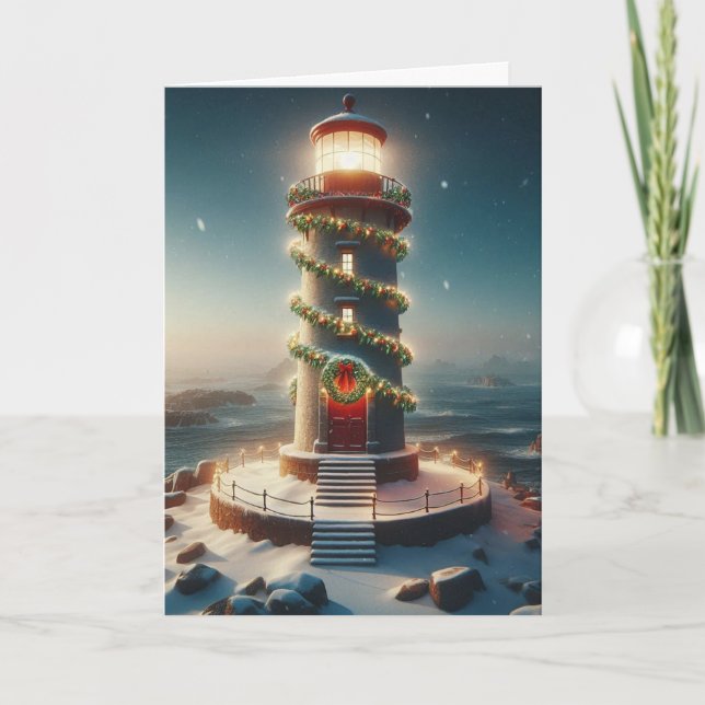 Pour Fêtes Annuelles Cartes de vœux du phare de Noël (Devant)