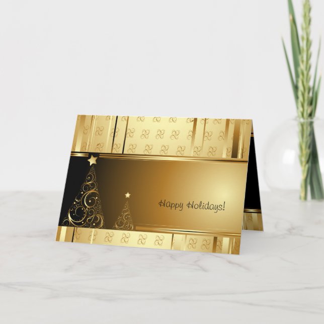 Pour Fêtes Annuelles Cartes de voeux élégantes de Noël d'or (Devant)