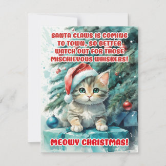 Pour Fêtes Annuelles Cartes de voeux "FUNNY CAT MEOWY CHRISTMAS"