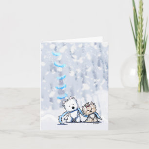 Pour Fêtes Annuelles Cartes de vœux KiniArt Terriers d'hiver