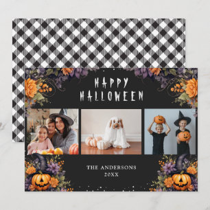 Pour Fêtes Annuelles Cartes d'Halloween Buffalo Plaid Photo citrouilles