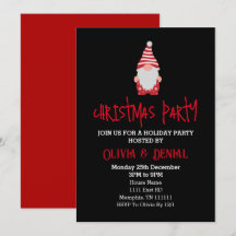 Cartes d'invitation de fête de Noël Gnome Santa