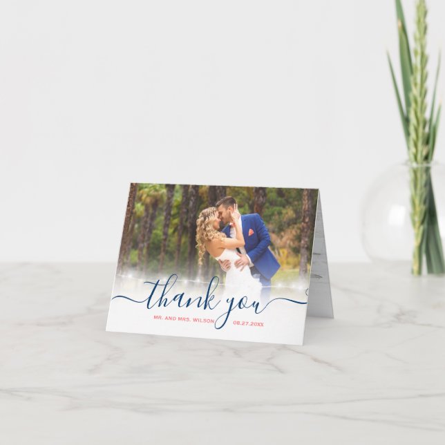 Pour Fêtes Annuelles Cartes élégantes de Merci de photo de mariage de (Devant)