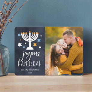 Pour Fêtes Annuelles Cartes photo de Hanukkah   Lumières étoilées