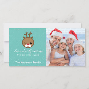 Pour Fêtes Annuelles Cartes photos de Noël de Kawaii Reindeer