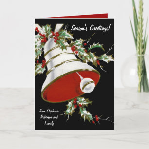 Pour Fêtes Annuelles Cloche blanche et cartes de Noël personnalisées Ho