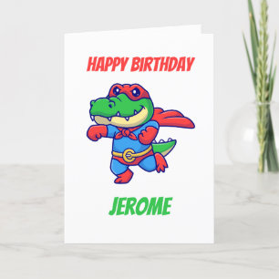 Pour Fêtes Annuelles Crocodile super héros enfants super héros cartes d