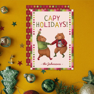 Pour Fêtes Annuelles Cute Capybara Pun Capy Vacances Cartes de Noël