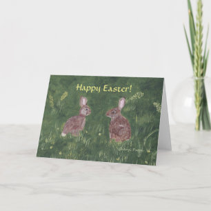 Pour Fêtes Annuelles Deux cartes de voeux heureuses de Pâques de lapins