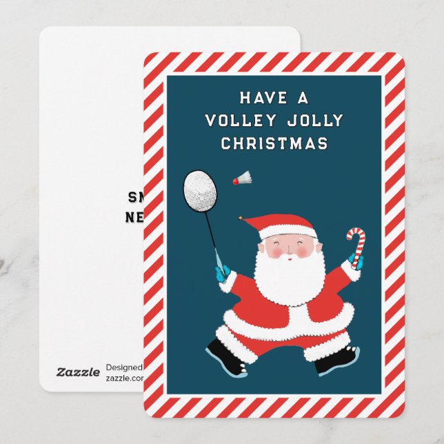 Pour Fêtes Annuelles Drôle Badminton Cartes de Noël (Devant / Derrière)