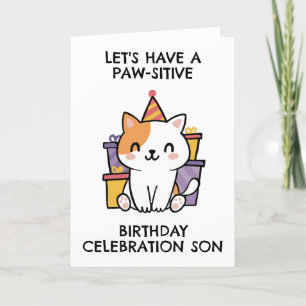 Pour Fêtes Annuelles drôle de chat fils cartes d'anniversaire