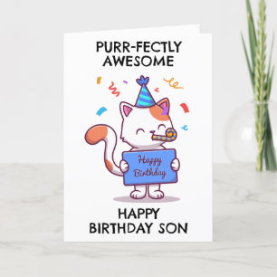 Pour Fêtes Annuelles drôle de chat fils cartes d'anniversaire