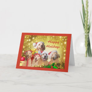 Pour Fêtes Annuelles Famille de cartes de Noël Golden Retriever