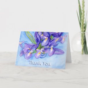 Pour Fêtes Annuelles Fleur Iris violet Merci personnalisé Cartes de voe