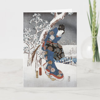 Pour Fêtes Annuelles Geisha de neige - cartes de voeux