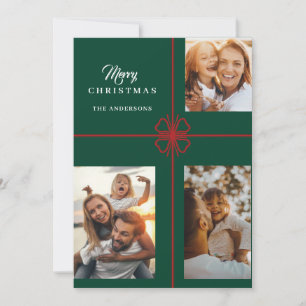 Pour Fêtes Annuelles Green Modern Script Photo Cartes de Noël