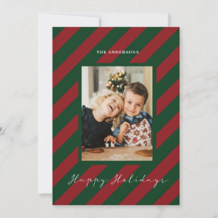 Pour Fêtes Annuelles Green Red Modern Gratté Photo Cartes de Noël