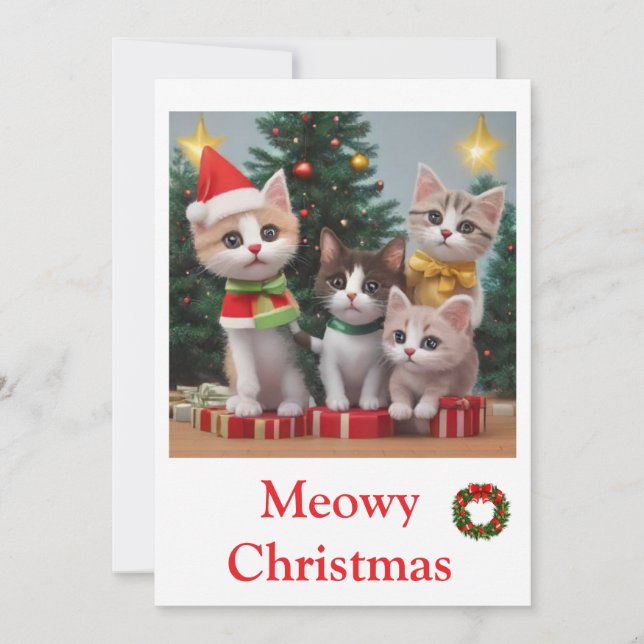 Pour Fêtes Annuelles Kittens Joyeuses Cartes de Noël (Devant)