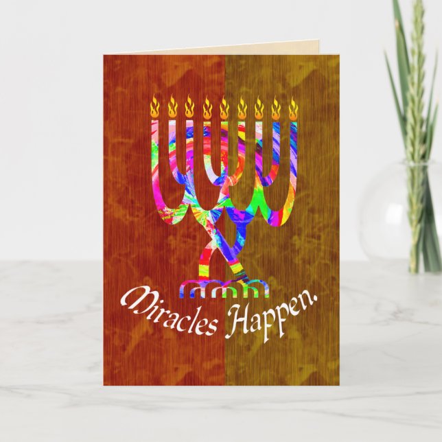 Pour Fêtes Annuelles Les Miracles arrivent Menorah Cartes (Devant)