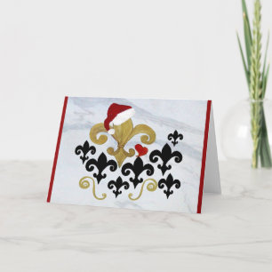 Pour Fêtes Annuelles Noël Père Noël Fleur de lis or et cartes noires