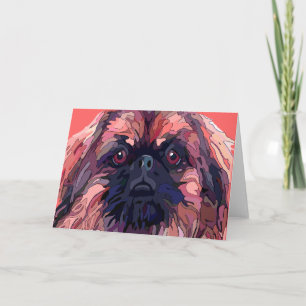 Pour Fêtes Annuelles Pekingese couleurs vives Cartes de voeux