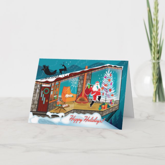 Pour Fêtes Annuelles Visite Des Cartes De Noël Père Noël (Devant)