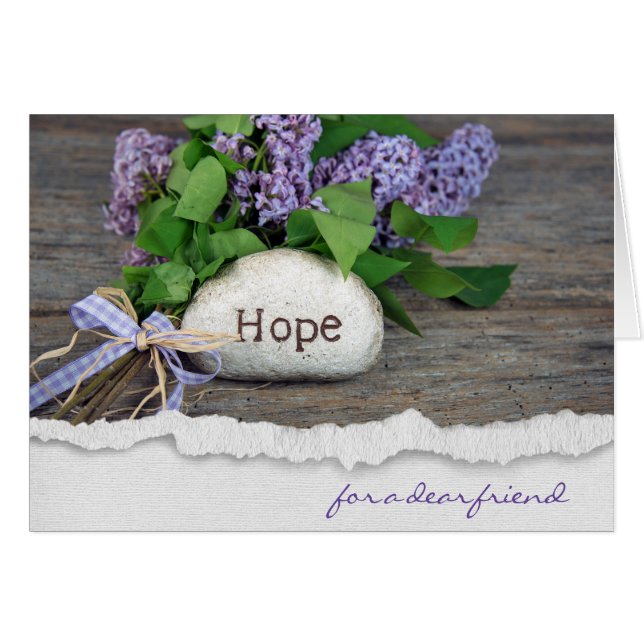 pour friend-lilac bouquet avec un texte d'espoir (Devant horizontal)