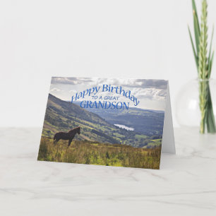 Pour Grandson une carte d'anniversaire cheval et p