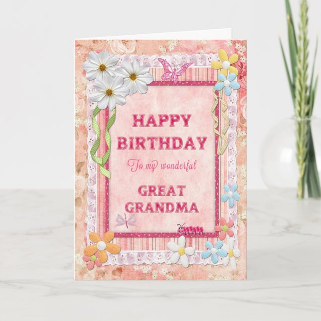 Pour Great Grand-mère, carte d'anniversaire artisa (Devant)