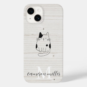 Pour iPhone 14 Beige minima moderne Monogramme initial Nom Coque
