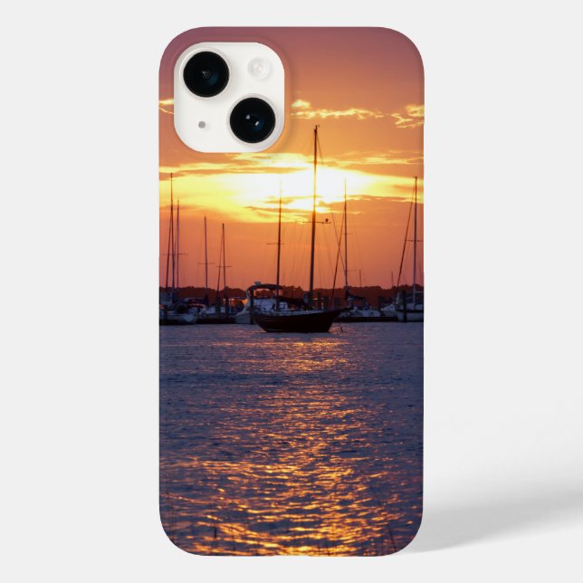 Pour iPhone 14 Coque de coucher de soleil de la passion violette- (Verso)