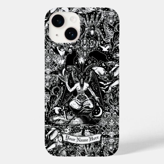 Pour iPhone 14 Personnalisé Goth Baphomet Satanic gothique Coque (Verso)