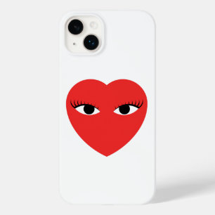 Pour iPhone 14 Plus Coeur rouge mignon avec les yeux sur le coque ipho