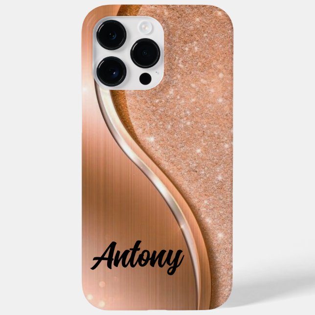 Pour iPhone 14 Pro Max Coque de nom de la Parties scintillant à bille d'o (Verso)