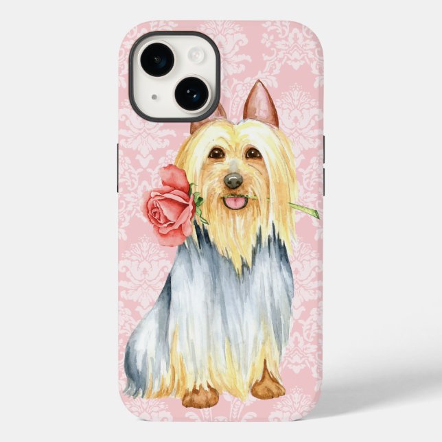 Pour iPhone 14 Rose Valentin Silky Terrier Coque-Mate coque iphon (Verso)