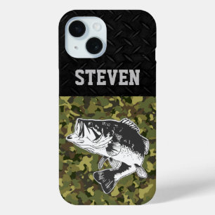 Pour iPhone 15 Camo Basse Nom de pêche Hommes Sports Grand Coque 