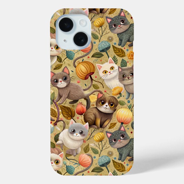 Pour iPhone 15 Coque de chats adorables (Verso)