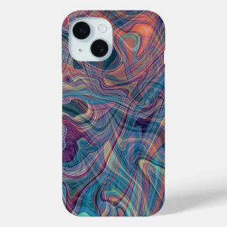 Pour iPhone 15 Coque de téléphone en liquide et marbre céleste mo