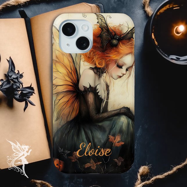 Pour iPhone 15 Fée et chauve-souris à goth blanc | Coque Hallowee (Créateur téléchargé)