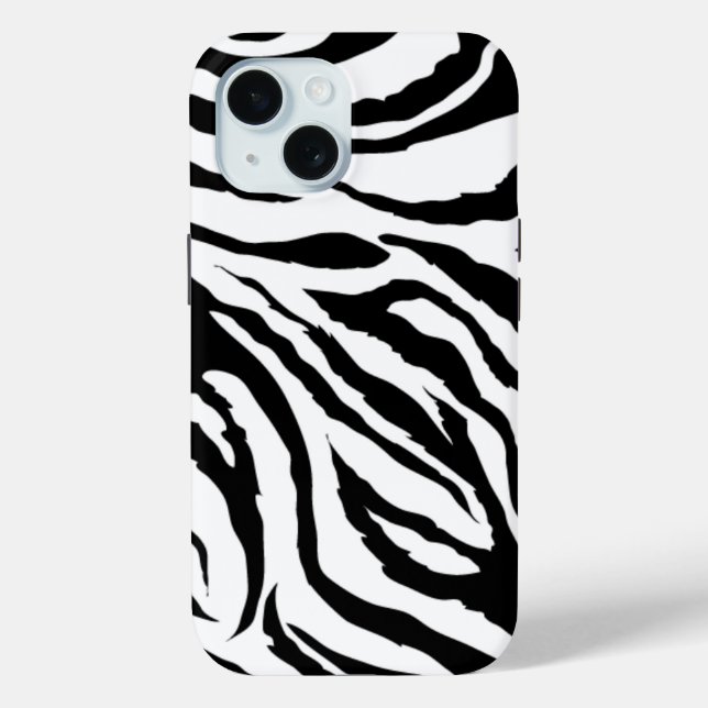 Pour iPhone 15 Impression noir et blanc Funky Zebra | Coque de té (Verso)